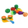 LEAN TOYS Legumes de velcro no cesto – conjunto de brinquedo de alimentos com 8 peças, prato e faca