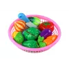 LEAN TOYS Legumes de velcro no cesto – conjunto de brinquedo de alimentos com 8 peças, prato e faca