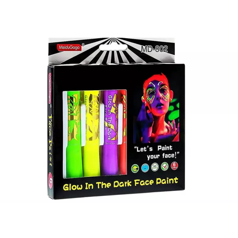 LEAN TOYS Conjunto de pintura facial canetas neon fluorescentes 6 unidades