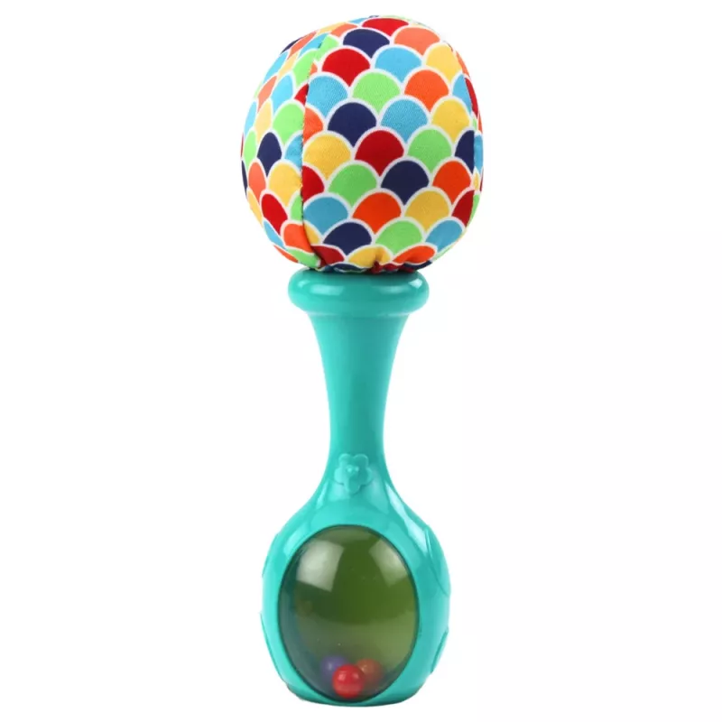 LEAN TOYS Conjunto de 2 chocalhos com padrões de bola macia laranja verde