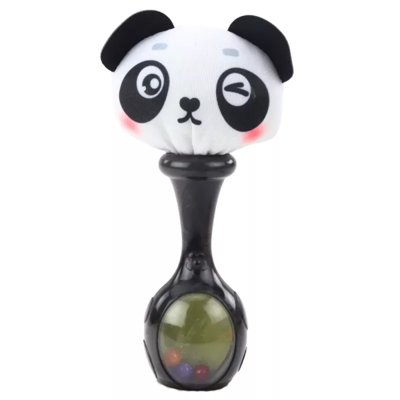 LEAN TOYS Conjunto de chocalhos com bolas macias, motivos de macaco e panda, 2 unidades