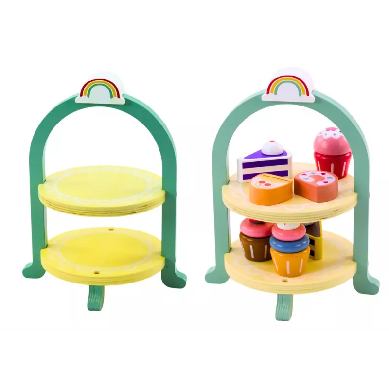 LEAN TOYS conjunto de doces bolo cupcakes suporte de madeira