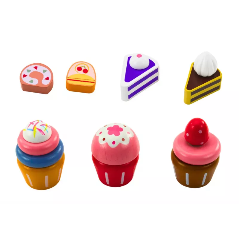 LEAN TOYS conjunto de doces bolo cupcakes suporte de madeira