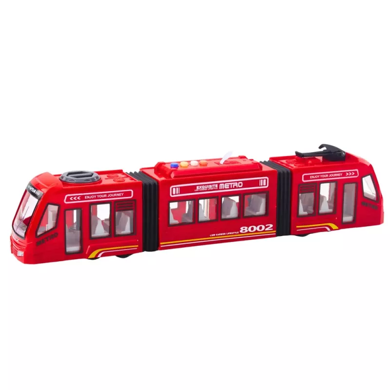 LEAN TOYS Elétrico City Metro com Portas, Luz e Som, Vermelho 1:16