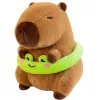 LEAN TOYS Capivara de Peluche com Boia Verde e Rã, Castanho, 20 cm