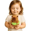 LEAN TOYS Capivara de Peluche com Boia Verde e Rã, Castanho, 20 cm