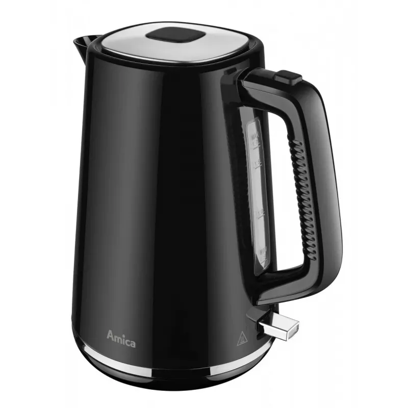 AMICA Chaleira Elétrica 1,7 L KF304 - 2200 W Aço Inoxidável Chaleira Elétrica sem Fios, Prateado/Preto