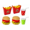 LEAN TOYS Conjunto de hambúrguer e batatas fritas com tabuleiro | brinquedo de faz de conta de fast-food