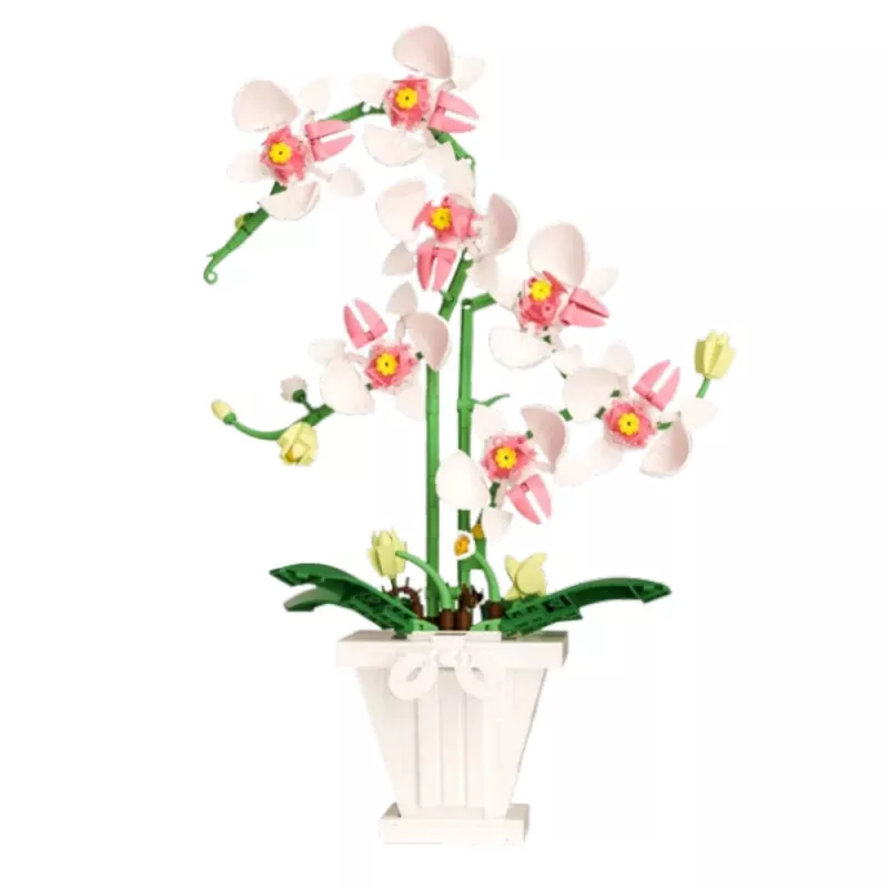 LEAN TOYS orquídea blocos de construção orquídea em vaso rosa e branco 718 peças