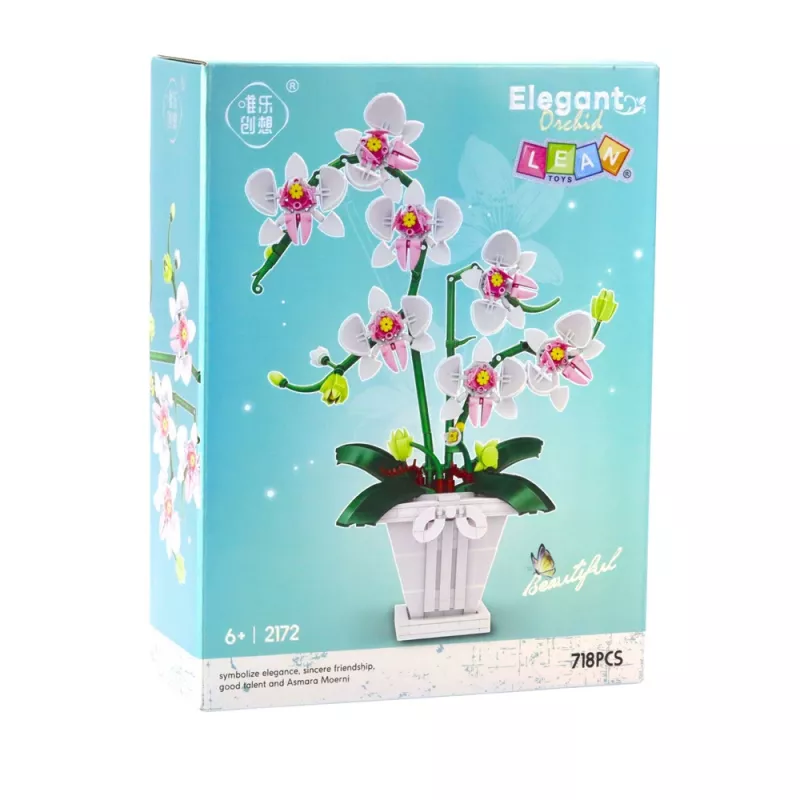 LEAN TOYS orquídea blocos de construção orquídea em vaso rosa e branco 718 peças