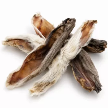 PETITTO Orelhas de coelho com pelo petiscos para cães, 500 g