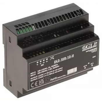GLP Fonte de alimentação comutada DL2-150-12-U 150W 12V 12.5A fonte de alimentação industrial para calha DIN