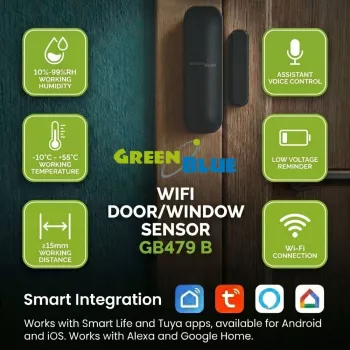 GREENBLUE GB479 B Sensor de porta/janela Wi-Fi sem fios - Branco