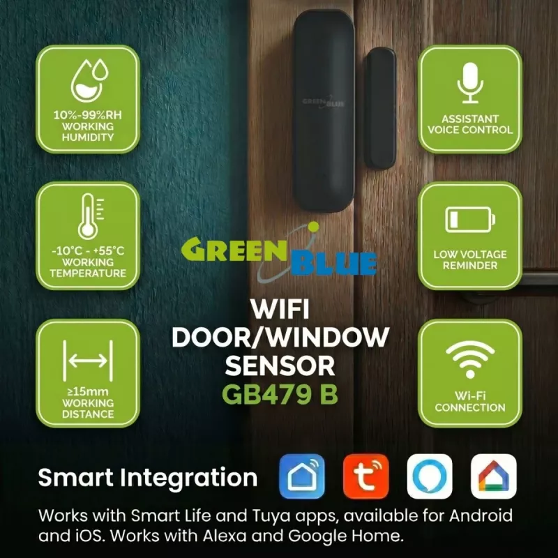 GREENBLUE GB479 B Sensor de porta/janela Wi-Fi sem fios - Branco