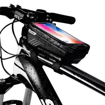 WILDMAN Bike Holder Case M E2 1L preto - bolsa de guiador para smartphone, resistente a salpicos, compatível com ecrã tátil, 1L de arrumação