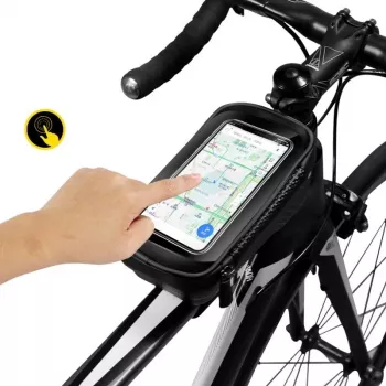 WILDMAN Bike Holder Case M E2 1L preto - bolsa de guiador para smartphone, resistente a salpicos, compatível com ecrã tátil, 1L de arrumação