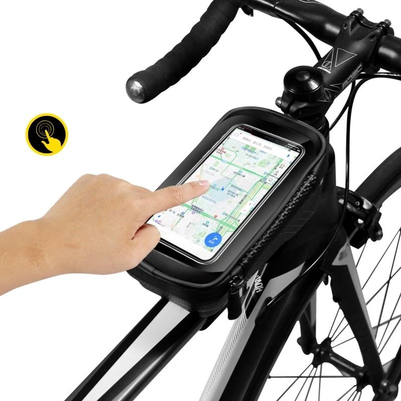 WILDMAN Bike Holder Case M E2 1L preto - bolsa de guiador para smartphone, resistente a salpicos, compatível com ecrã tátil, 1L de arrumação