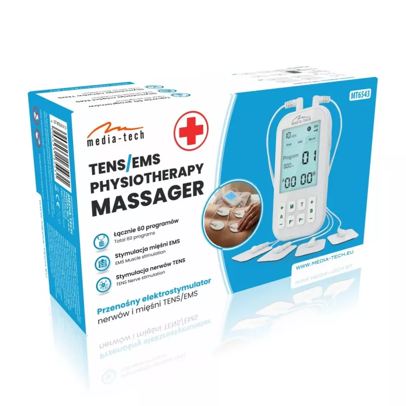 MEDIA-TECH Massajador TENS/EMS MT6543 | Alívio da dor e estimulador muscular de canal duplo