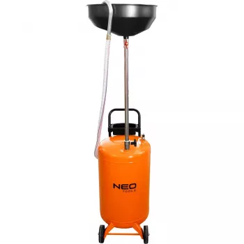 NEO TOOLS 10-810 Recolhedor de óleo móvel, gravidade, depósito de 70 L, esvaziamento pneumático, tabuleiro de recolha de 420 mm, altura ajustável 1000-1600 mm