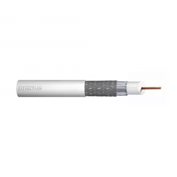 Cabo coaxial DIGITUS RG-6, cobre de 1,05 mm, 75 Ohm, dupla blindagem (2x película + 77% trança), Eca, bainha de PVC, 305 m, branco