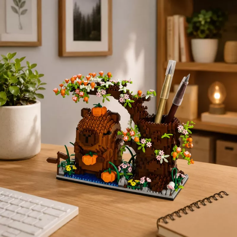 Blocos de construção Capybara com árvore porta-lápis LEAN TOYS 1800 peças