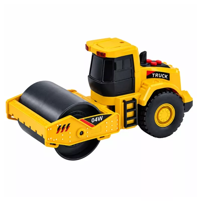 Cilindro compactador de estrada LEAN TOYS veículo de construção escala 1:32 com cilindro rotativo, luz e som amarelo