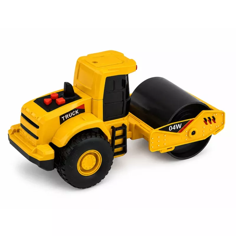 Cilindro compactador de estrada LEAN TOYS veículo de construção escala 1:32 com cilindro rotativo, luz e som amarelo