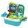 Conjunto médico 2 em 1 LEAN TOYS em mala, consultório portátil, acessórios, azul