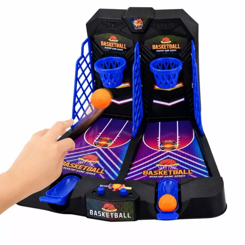 Basquetebol de mesa mini LEAN TOYS jogo de destreza a dois para 2 jogadores com contagem de pontos