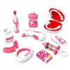 LEAN TOYS Pequeno conjunto de dentista com escova de dentes vibratória, rosa, 15 peças