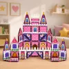 LEAN TOYS Blocos magnéticos castelo de princesa rosa 58 peças