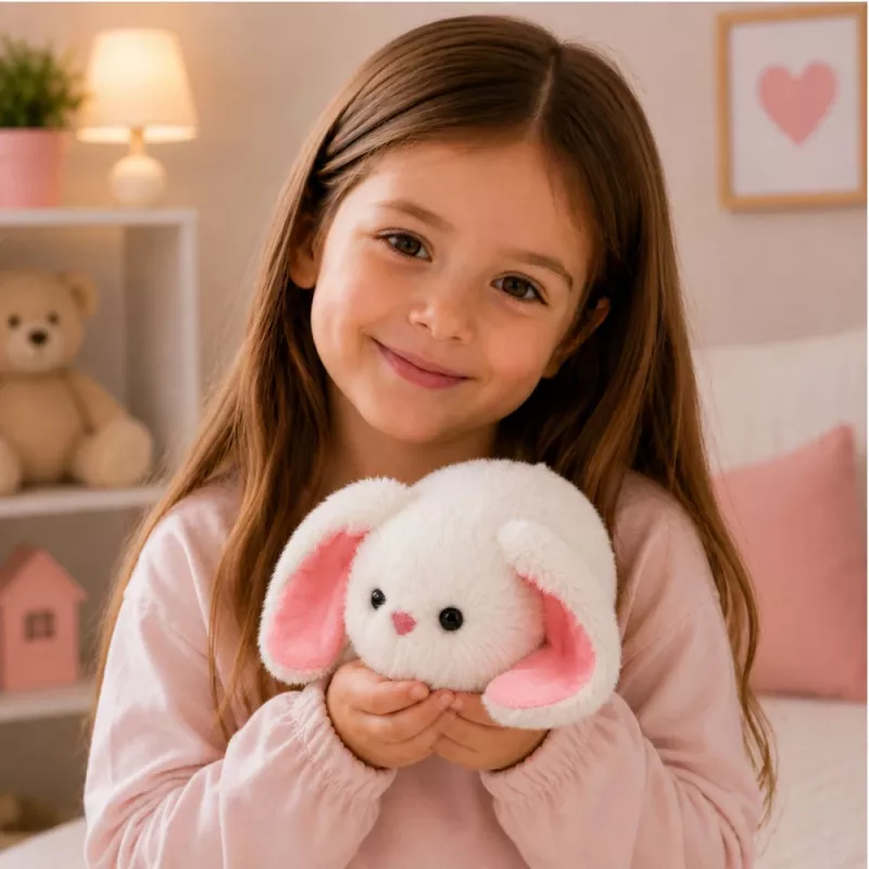 LEAN TOYS coelho de peluche com orelhas compridas, branco, 16 cm