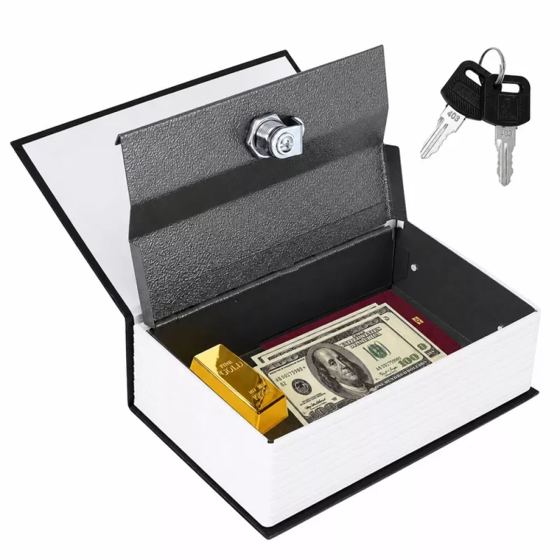 LEAN cofre-livro com fechadura de chave, preto, 18x12 cm