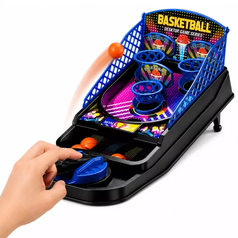 LEAN TOYS jogo de basquetebol de mesa arcade com 3 cestos e dispositivo de lançamento