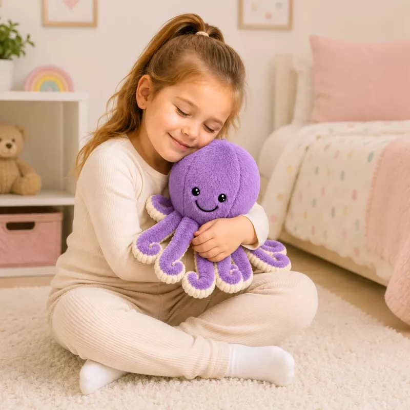 LEAN TOYS polvo de peluche com tentáculos elásticos roxo 30 cm
