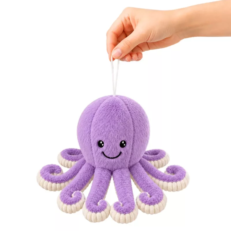 LEAN TOYS polvo de peluche com tentáculos elásticos roxo 30 cm