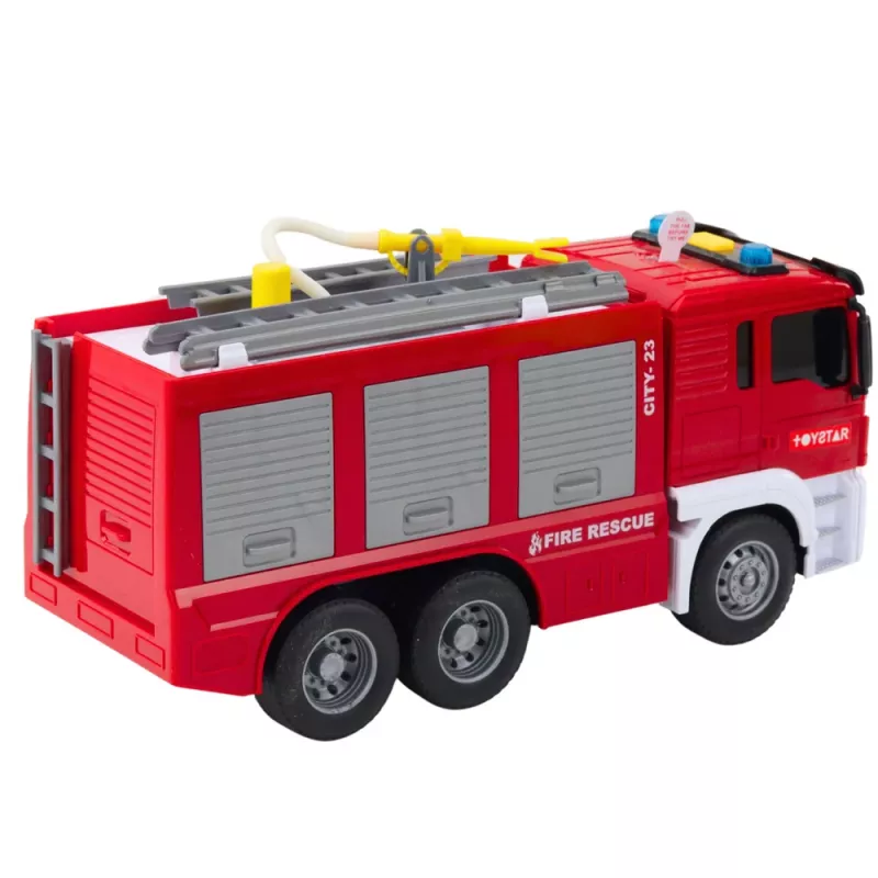 LEAN TOYS carro de bombeiros com jato de água, luzes e sons – veículo de emergência de fricção