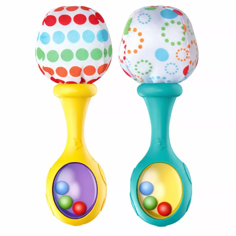 LEAN TOYS conjunto de chocalhos com bola macia – Amarelo e Verde, 2 peças
