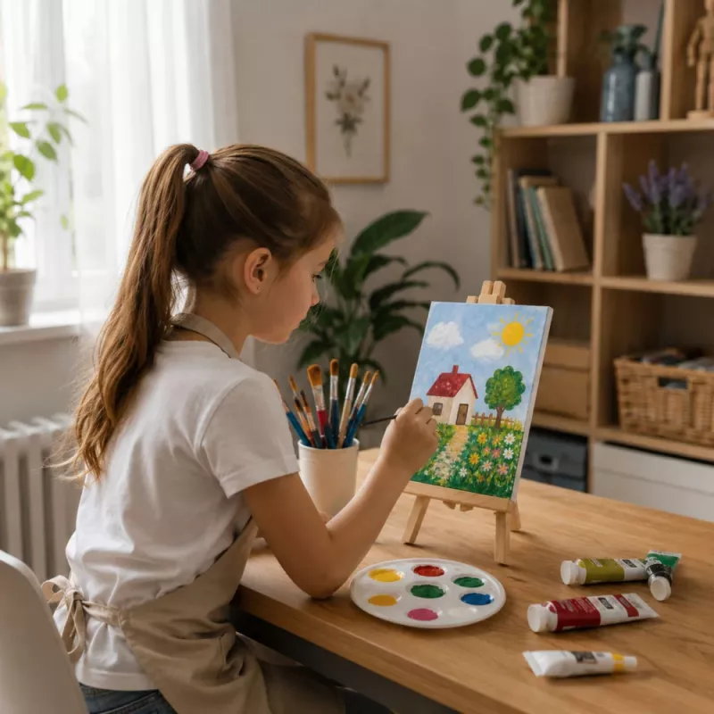 LEAN conjunto de pintura artística com cavalete de madeira de faia, 12 telas, 24 tintas acrílicas, 15 pincéis e acessórios - 64 peças
