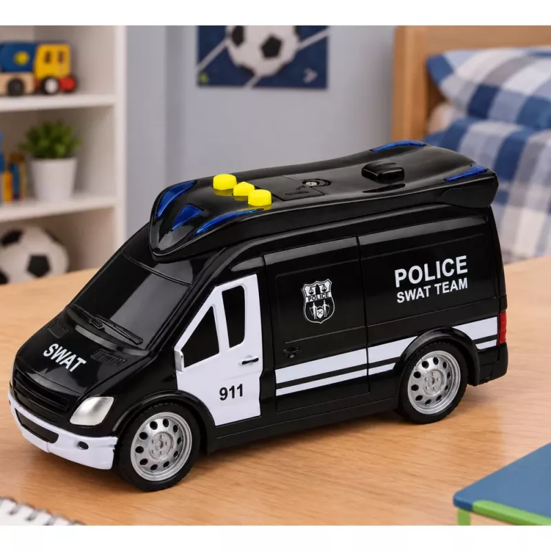 LEAN TOYS SWAT unidade especial carrinha de polícia com luz e som, escala 1:32, pull-back, metal die-cast