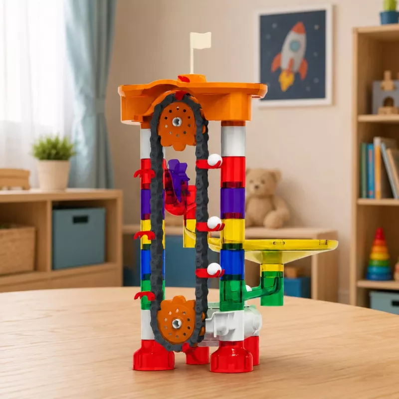 LEAN TOYS blocos de construção pista espacial para bolas túnel colorido 3D 85 peças