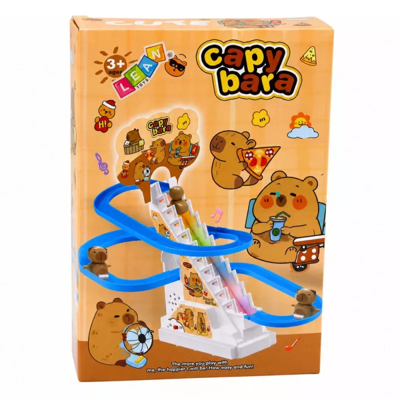 LEAN TOYS pista escorrega capivara com degraus móveis, luz e som - brinquedo musical de escalada para crianças a partir dos 3 anos