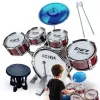 Suprimo K-Drums 1 bateria infantil com 5 tambores, pratos, banco e baquetas, vermelha