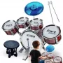 Suprimo K-Drums 1 bateria infantil com 5 tambores, pratos, banco e baquetas, vermelha