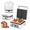 MPM MGO-41 máquina de waffles 1600W branca – máquina de waffles belgas com placas antiaderentes