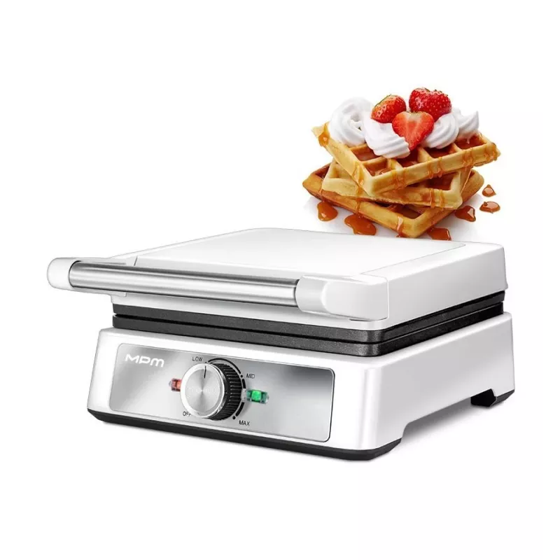 MPM MGO-41 máquina de waffles 1600W branca – máquina de waffles belgas com placas antiaderentes
