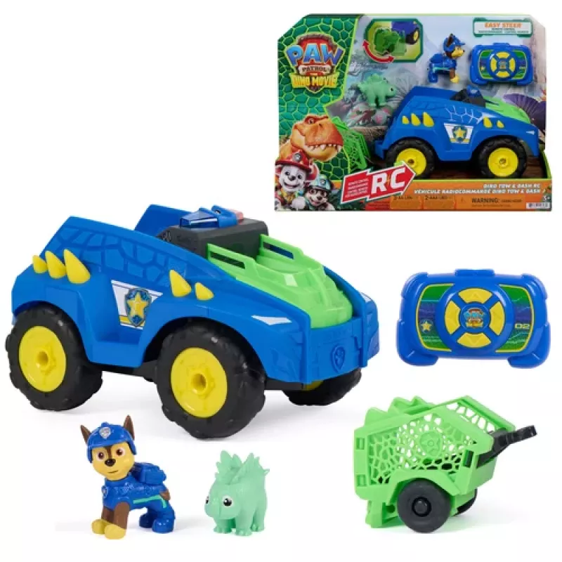 Paw Patrol: O Filme Dino - Veículo de resgate Dino RC Chase da Spin Master