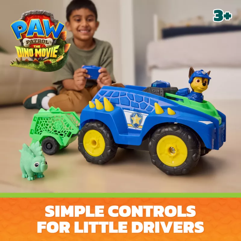 Paw Patrol: O Filme Dino - Veículo de resgate Dino RC Chase da Spin Master