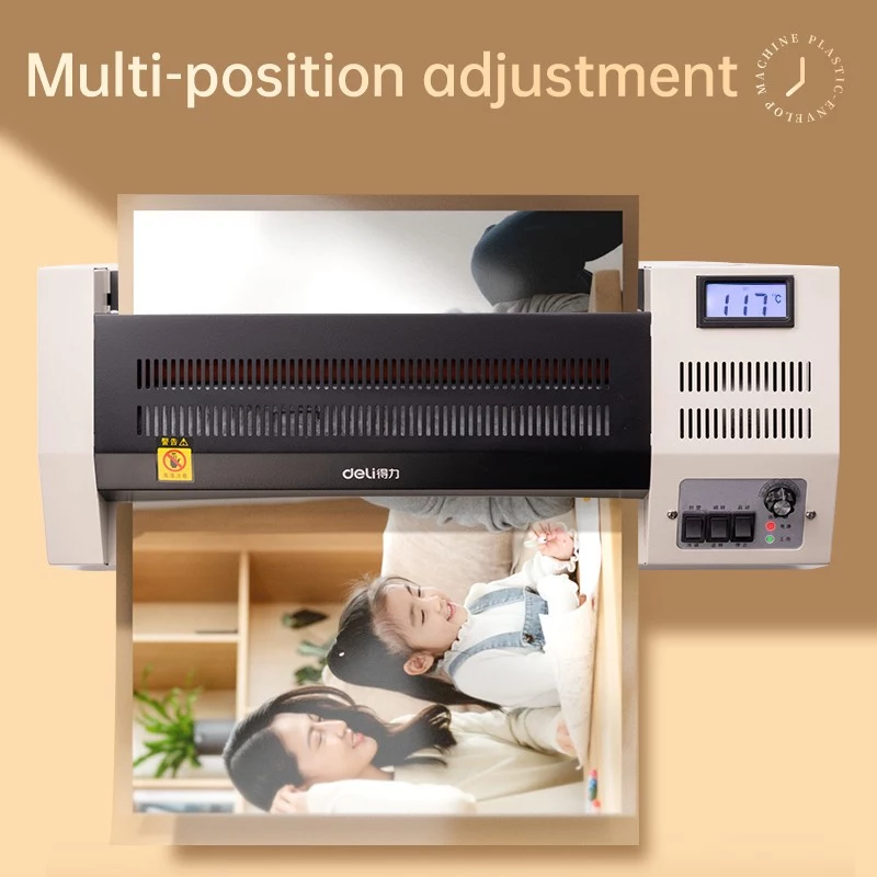 DELI Plastificadora de escritório E3895-EU A3 | Plastificação a quente com rolos a 250 mm/min, máx. 125 mícron, anti-encravamento, plastificação a frio, preto/prateado