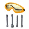 LEAN TOYS berbequim de brincar para crianças com 4 brocas intercambiáveis e óculos de proteção, ferramenta de brincar a pilhas com som realista e luz LED, amarelo
